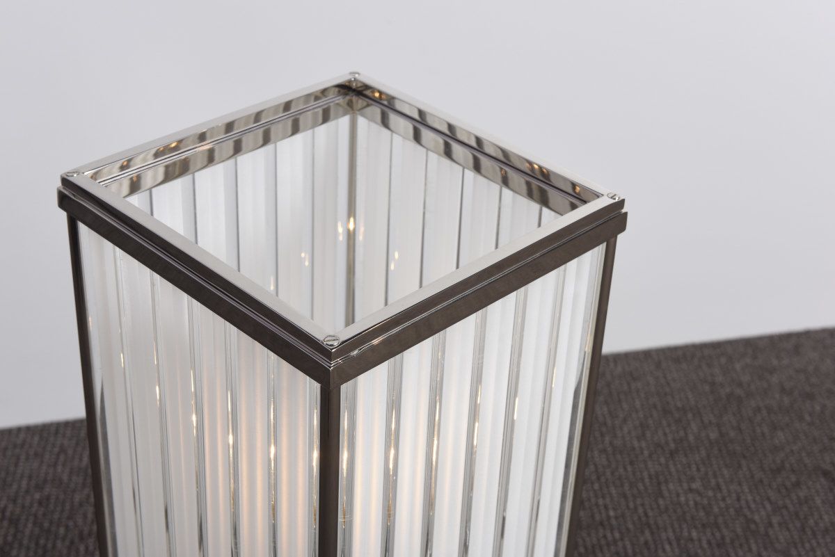 photo for sale Pair Of  Art Deco Table Lamps In Nickel Plated Metal And Glass