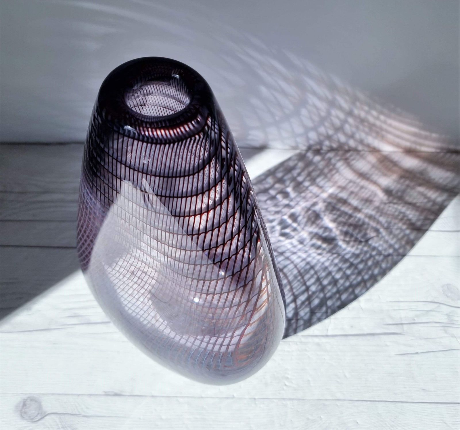 Kosta Boda In The Style Of Dreutler, Sculpted Optical Art Netted Teardrop Vase, Swedish, Rare photo buy