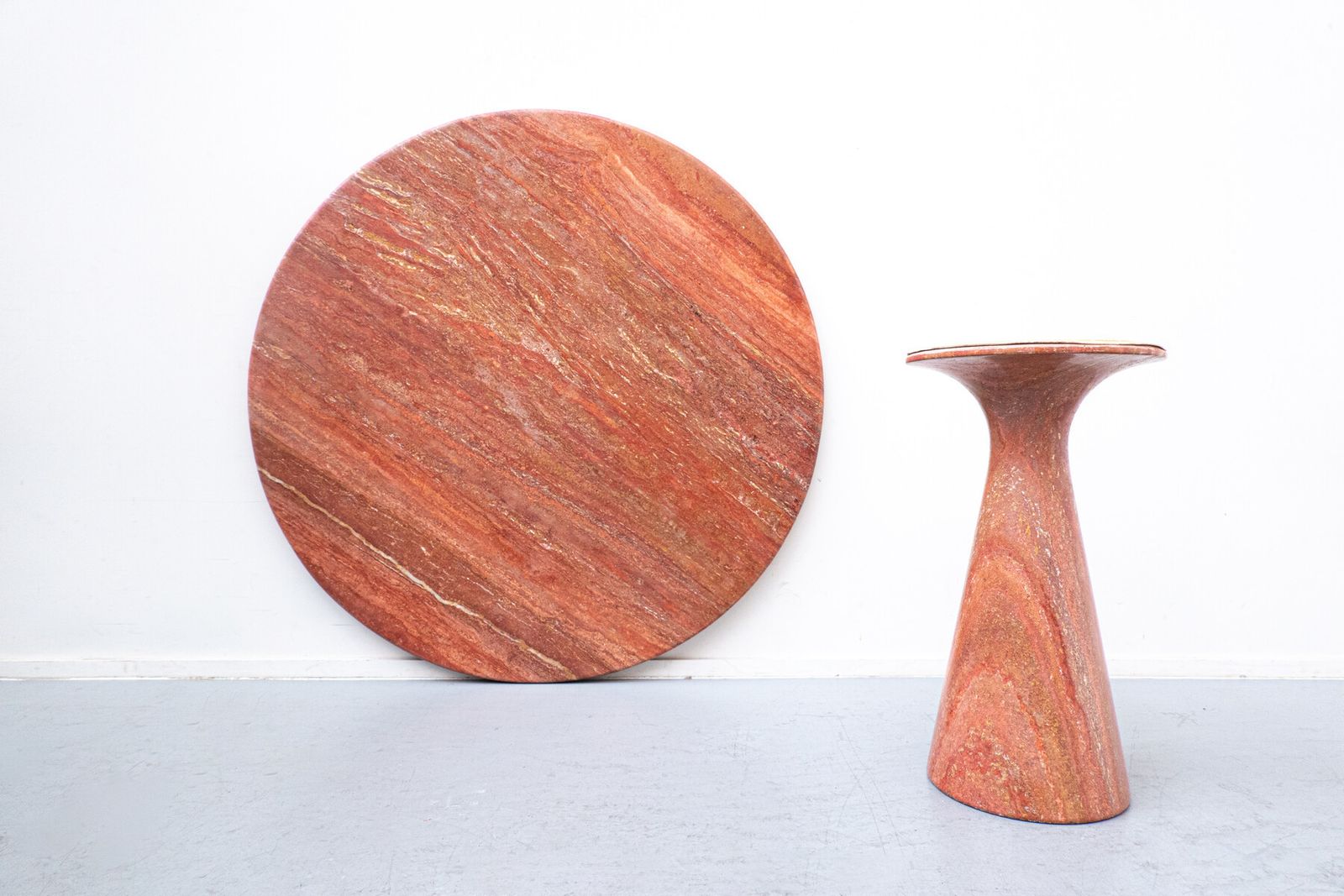 Mid Century Red Travertine Dining Table By Angelo Mangiarotti, Italy, 1970s