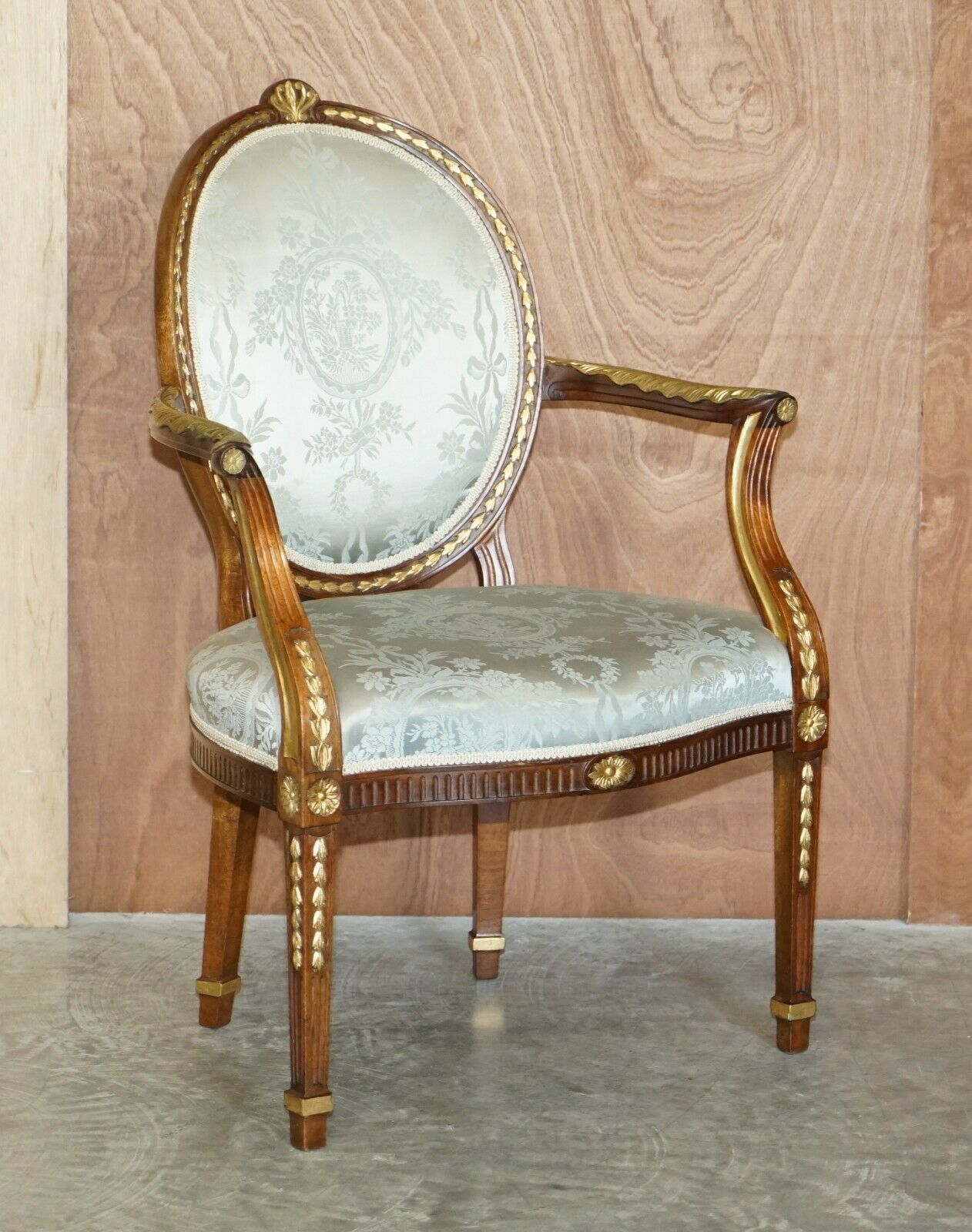 Stunning George Hepplewhite Style Mahogany Giltwood Georgian Armchair Circa 1900
