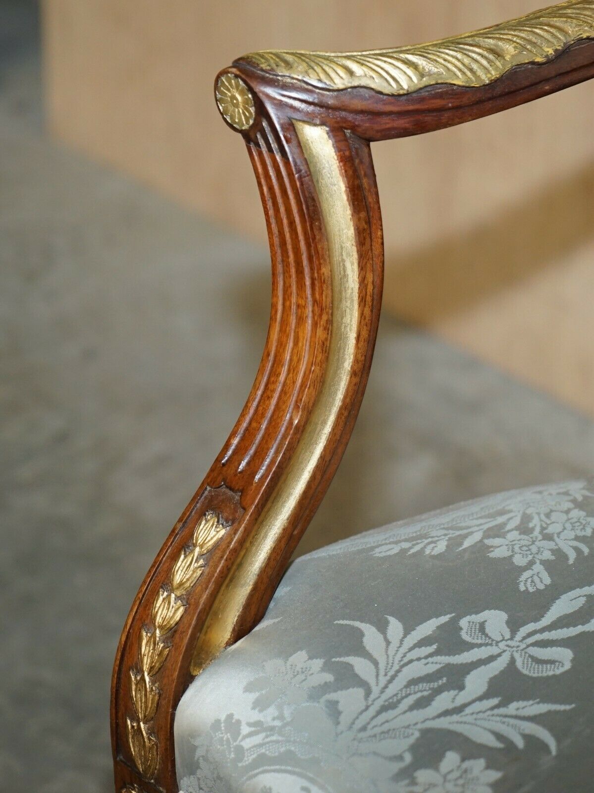 Stunning George Hepplewhite Style Mahogany Giltwood Georgian Armchair Circa 1900 photo buy