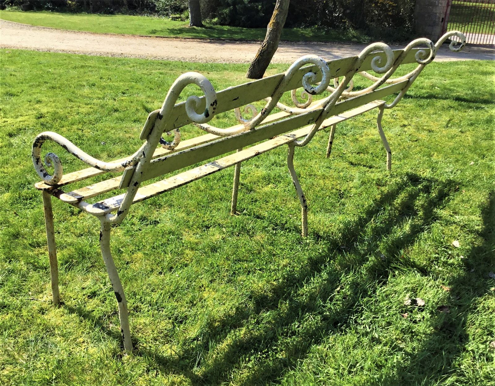 C19th Iron Four Seater Garden Seat Bench photo vintage