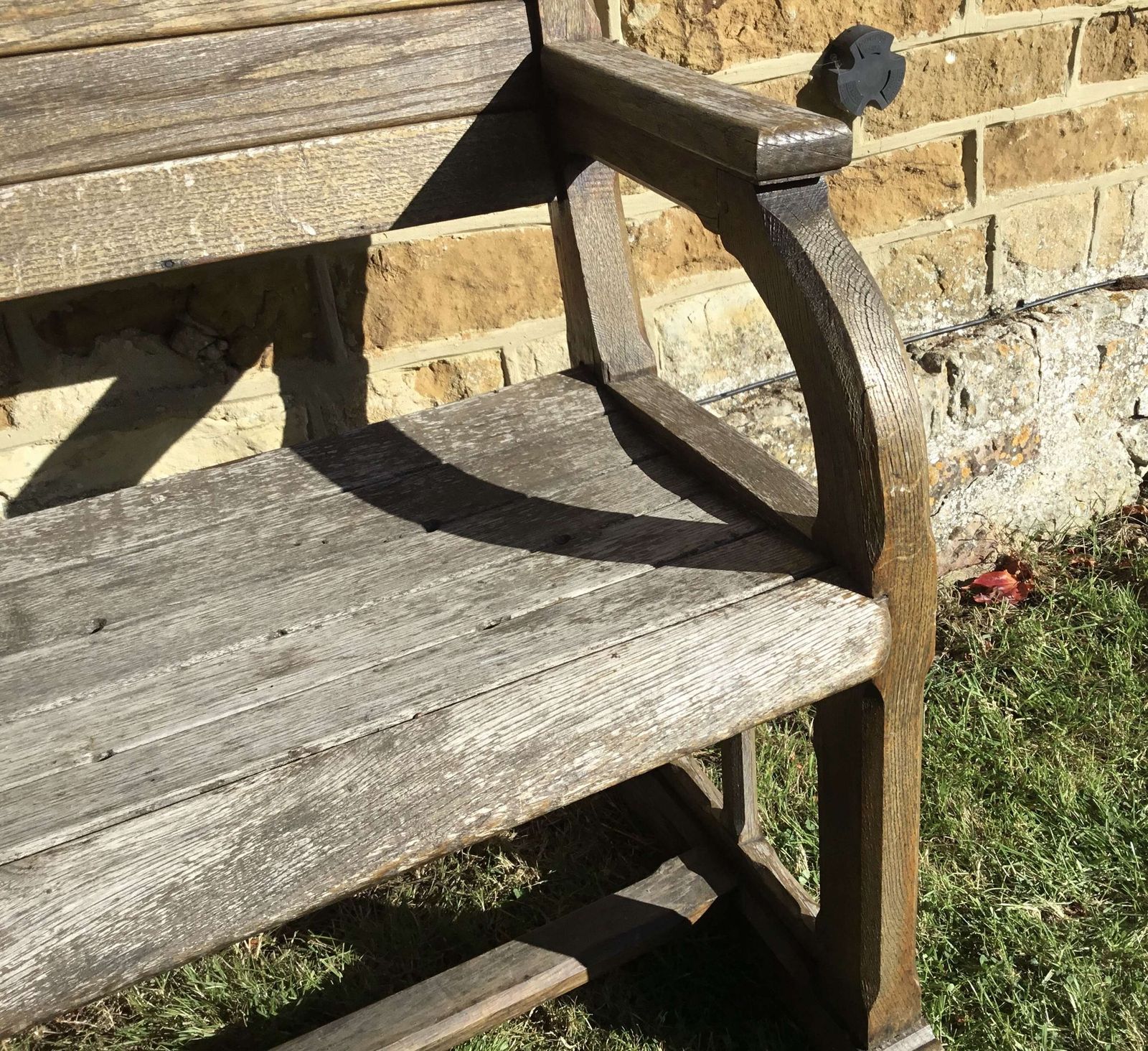 photo for sale 19th Oak Orangery Bench / Garden Seat