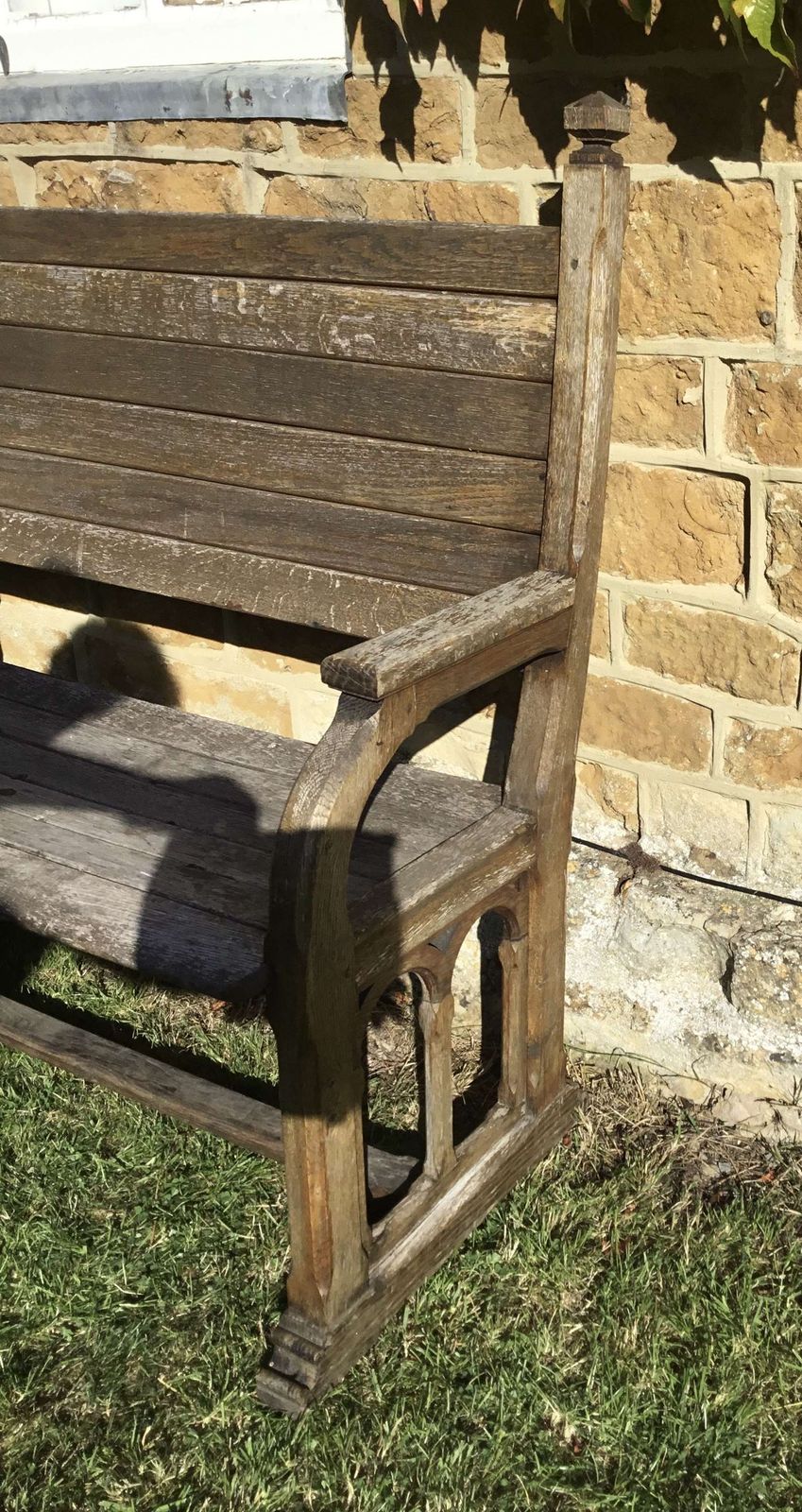 Furniture 19th Oak Orangery Bench / Garden Seat photo