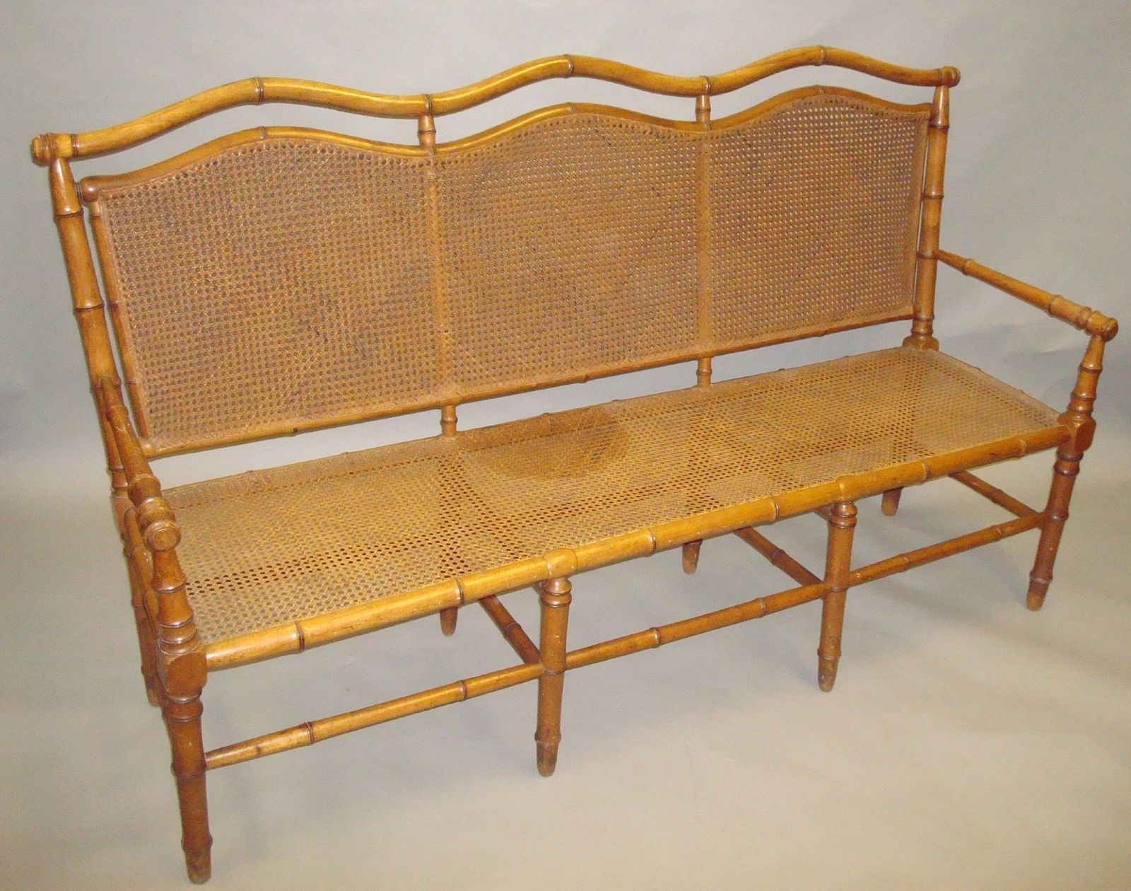 C19th Cherrywood Faux Bamboo Settee photo Furniture