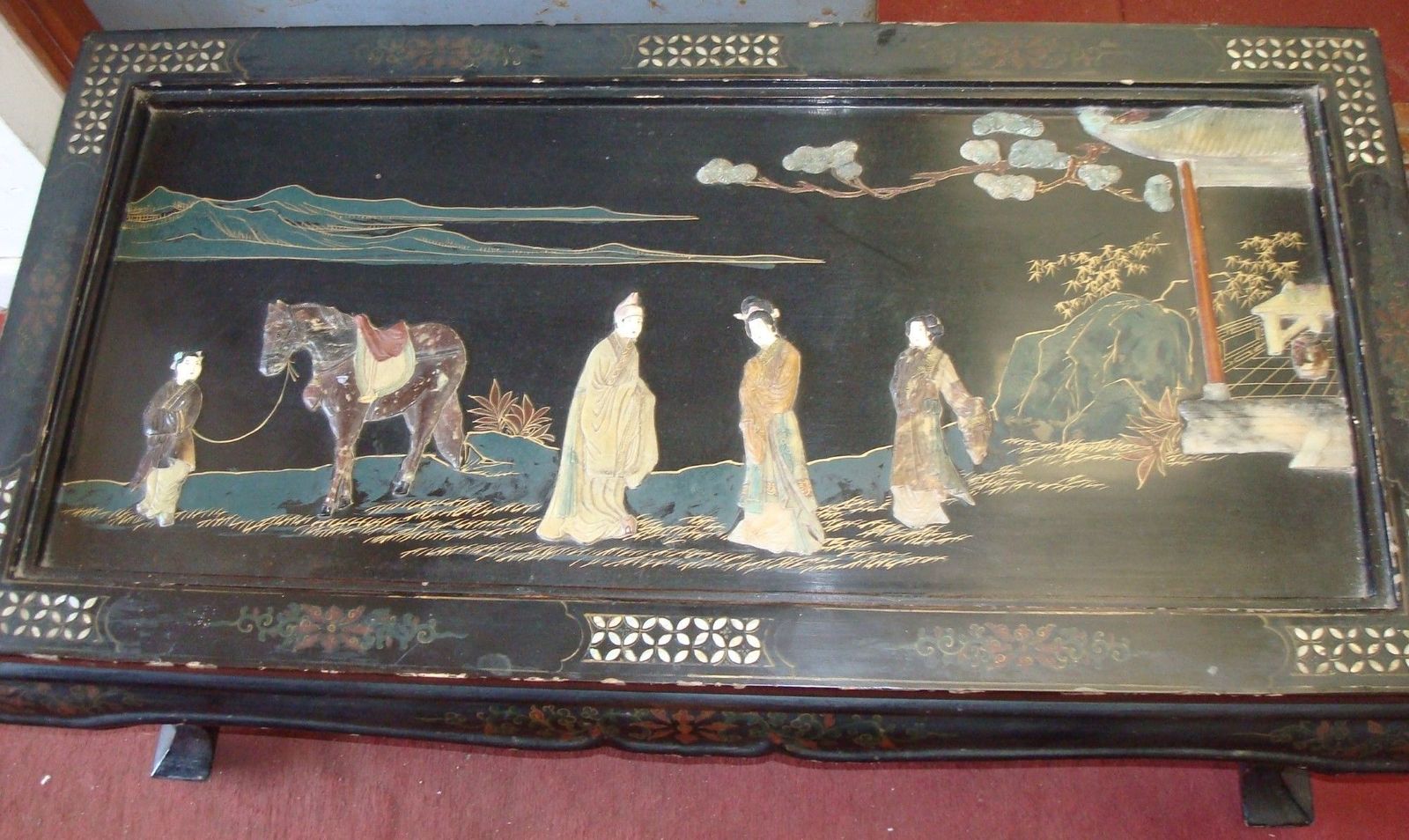 Furniture C20th Chinese Black And Gilt Lacquered Low Table photo
