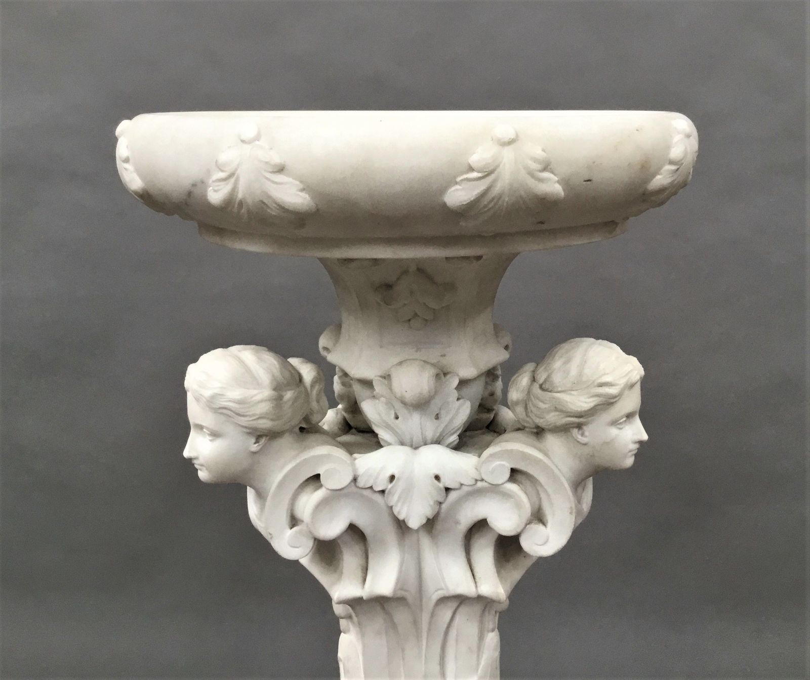 C19th Italian Carved 'Carrara' Marble Torchere Stand photo Home Decor