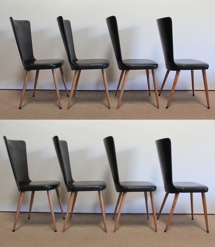 photo buy Suite Of 8 Baumann Chairs, "Essor" Model, 1960s