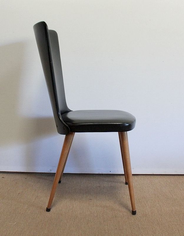 photo vintage Suite Of 8 Baumann Chairs, "Essor" Model, 1960s