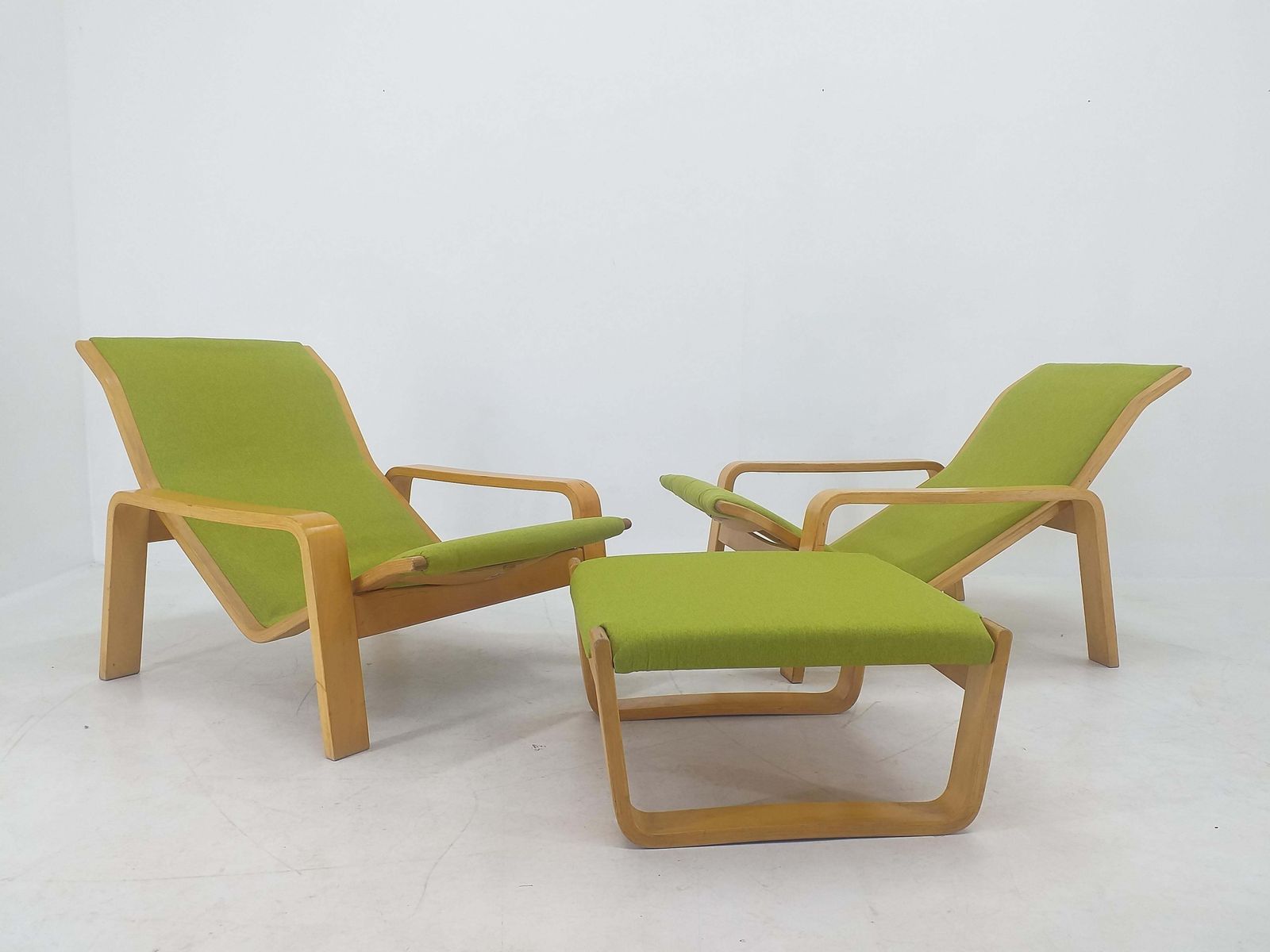 Paar Fauteuils Pulkka, Ilmari Lappalainen Voor Asko, Finland, Jaren 1970 photo for sale