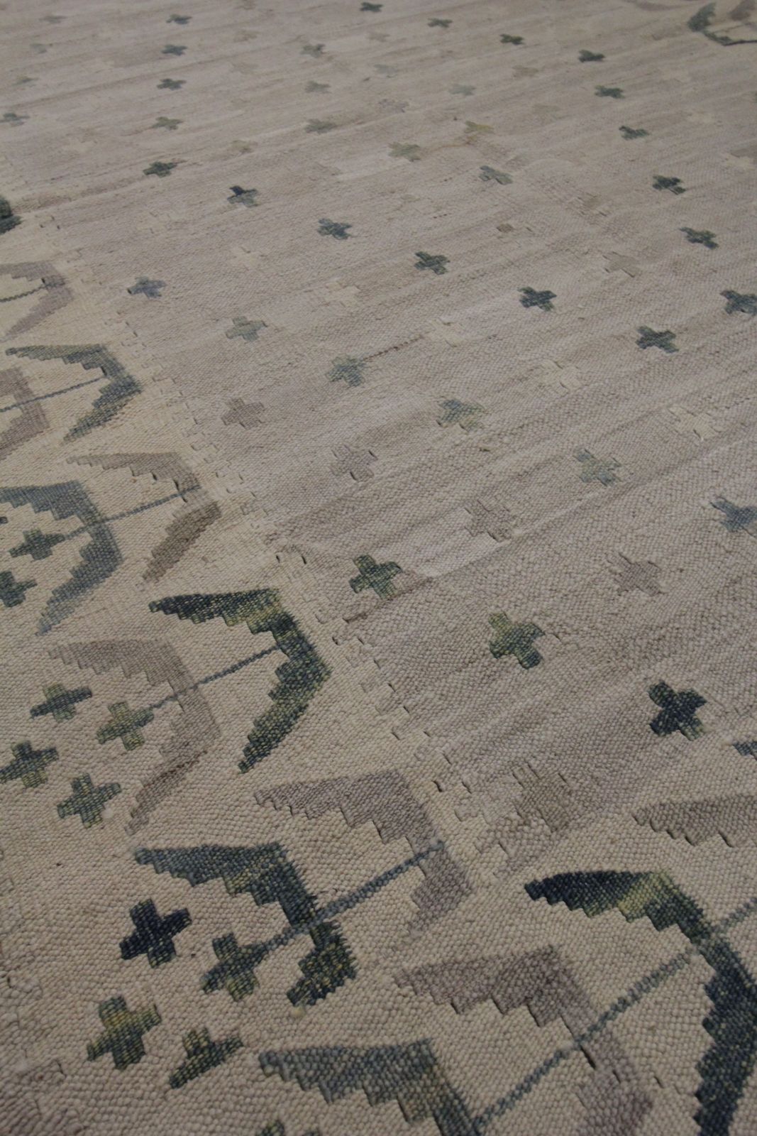 New Traditional Beige Wool Kilim Handmade Flat Woven Area Rug  124x170cm photo Textiles