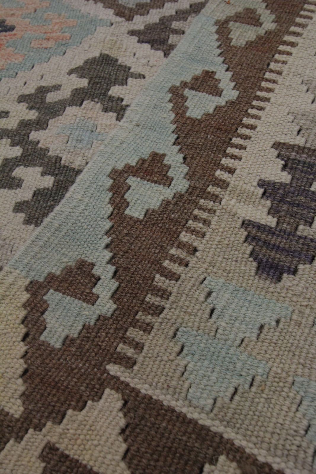 Traditional Wool Kilim Handmade Geometric Afghan Area Rug  104x141cm photo vinterior