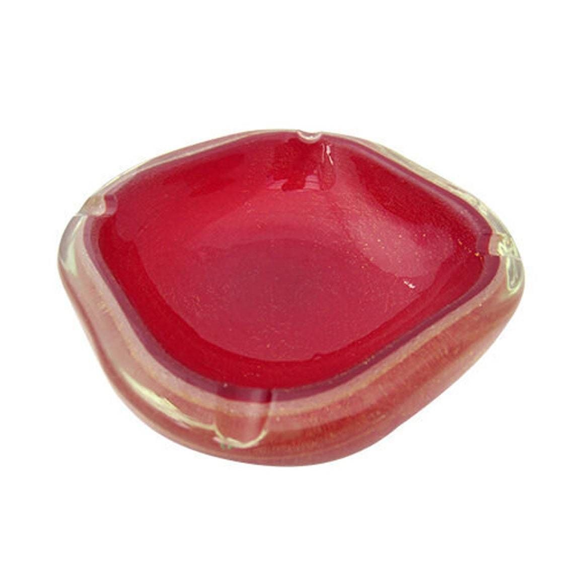 Barbini Seguso Murano, Red Gold Flecks Sommerso Italian Art Glass Bowl Vintage photo 253.0