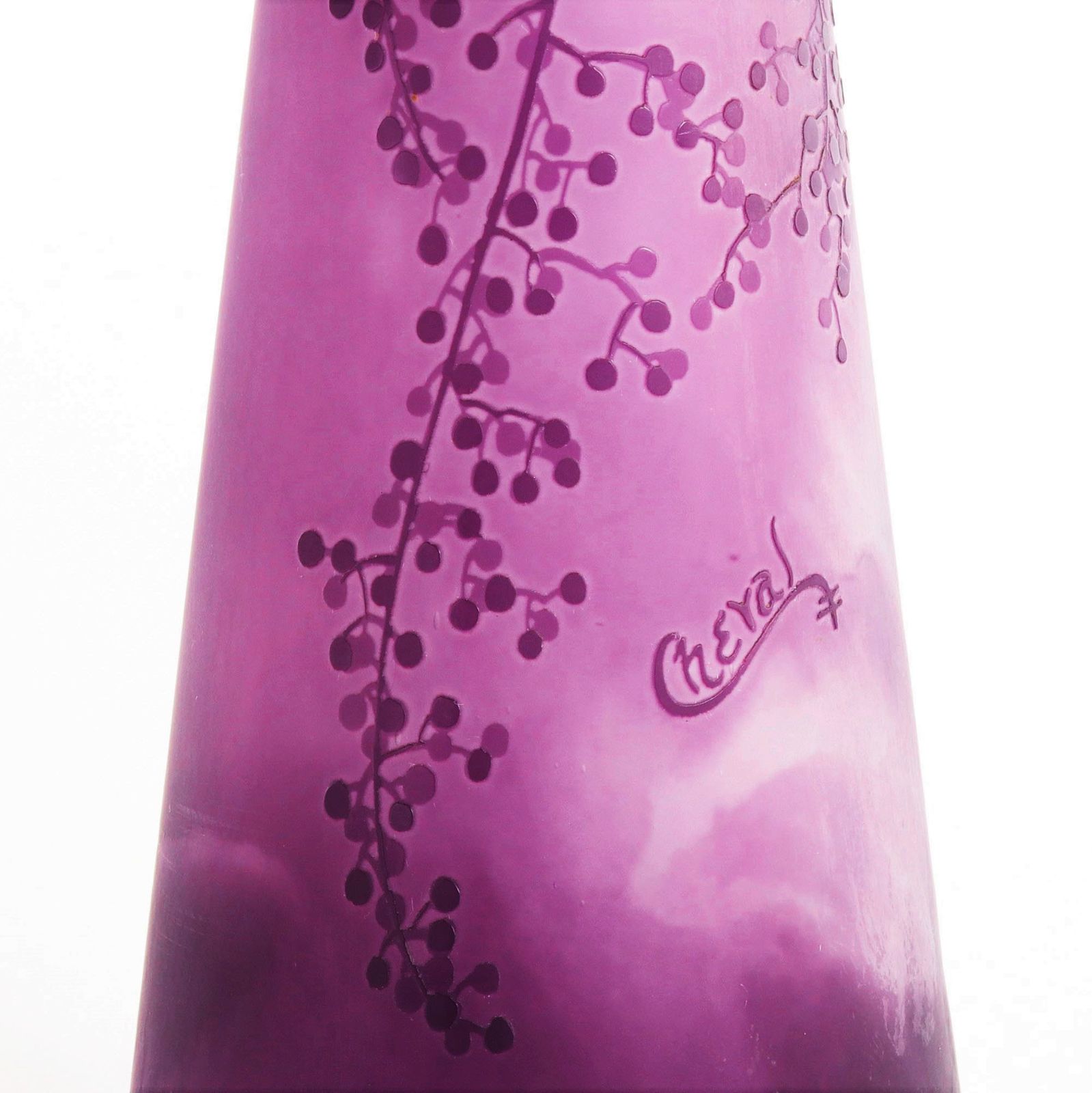 Tall French Art Nouveau Cameo Glass Art Vase By Cheval C1910 photo Home Decor