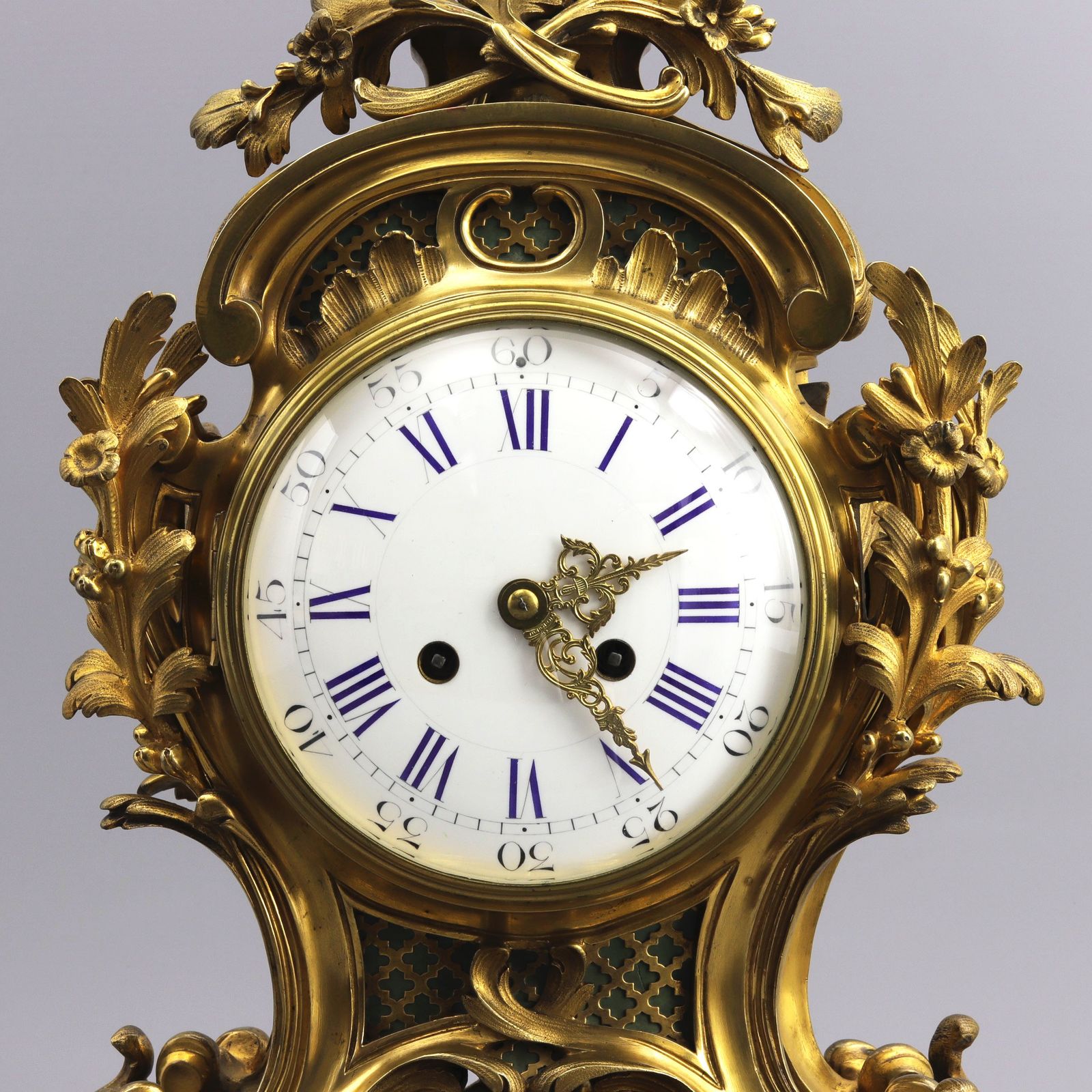 French Gilt Bronze Striking Mantel Clock With Garniture By Vincenti & Cie C.1860 photo Home Decor