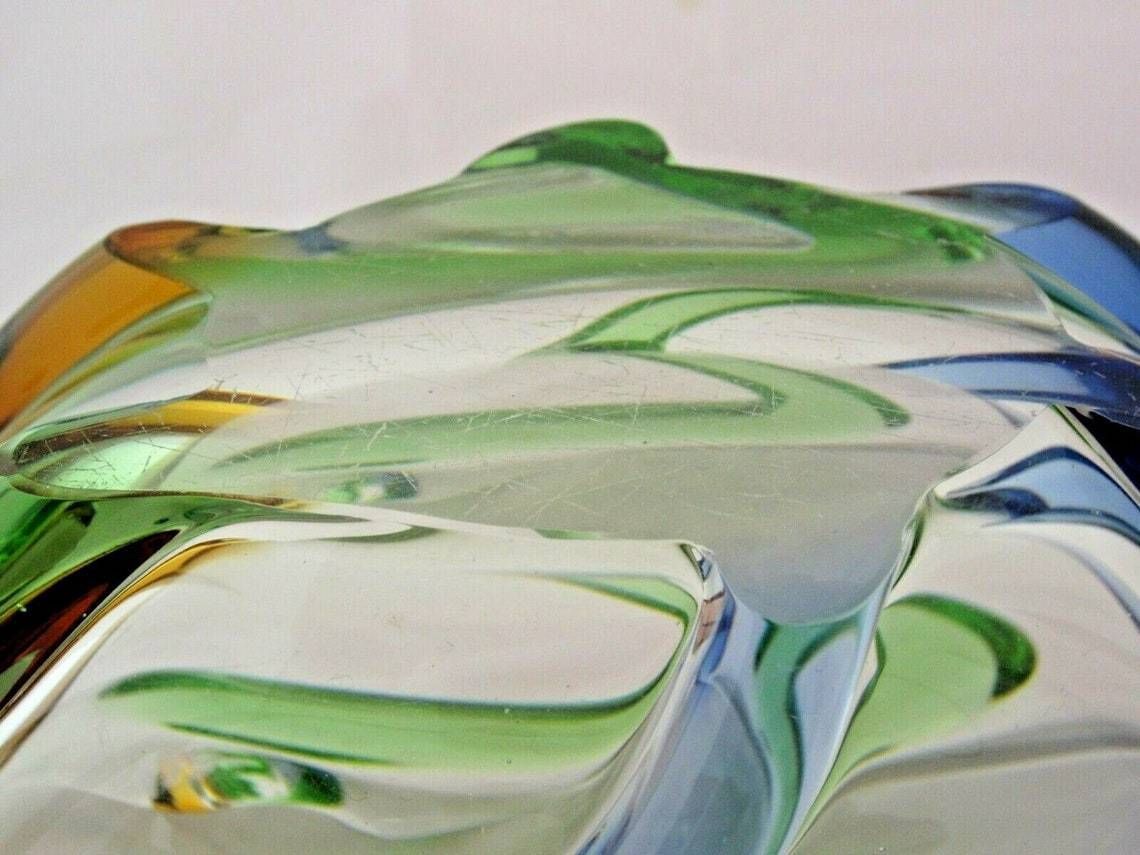 photo for sale Huge Czech Bohemian Mstisov Rhapsody Glass Bowl Frantisek Zemek Xxl Rare 2.6kg