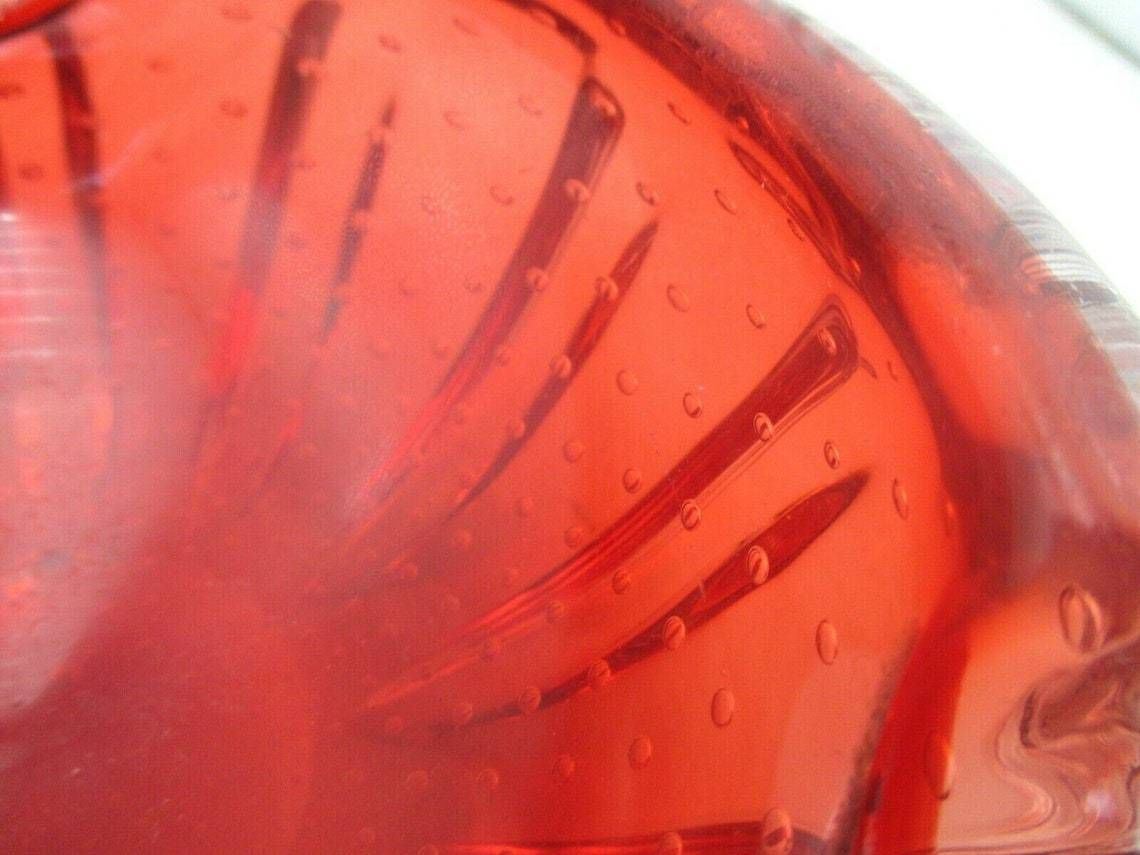photo furniture Flying Saucer Volante 60s Art Glass Murano Sommerso Bowl Red Bullicante Ribbed