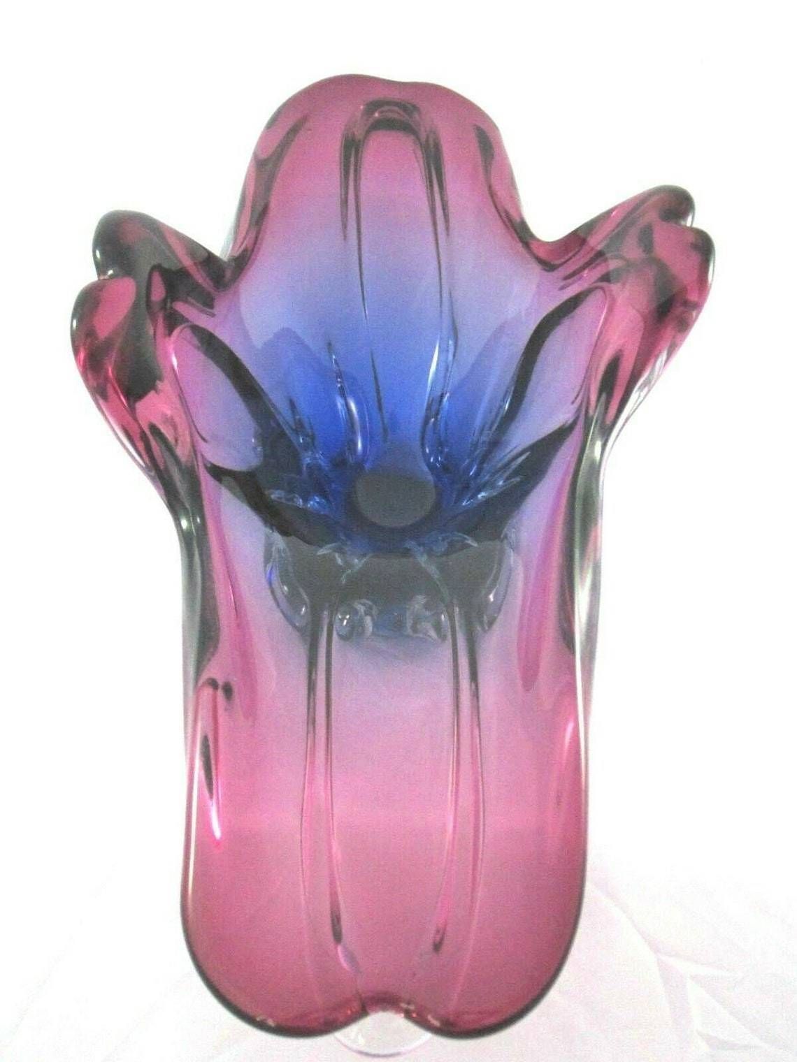 Murano Sommerso Blue Purple Poli Seguso Era Console Bowl 3.1 Kilo 48cm Long photo buy