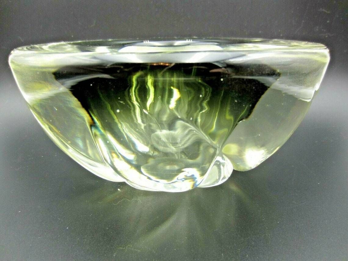Futuristic Xxl Sommerso Grey In Clear Geode Art Glass Bowl 2.7kg photo vintage