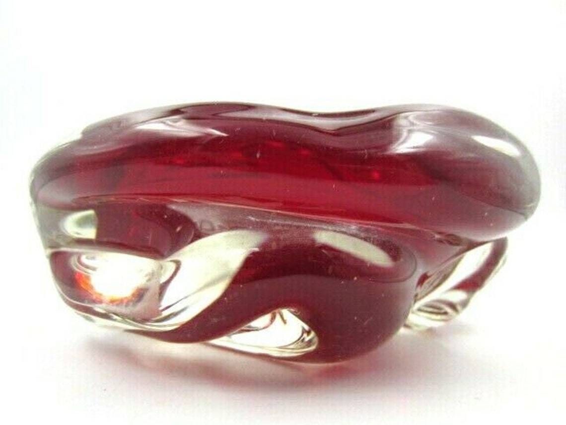 Fiery Red Archimedes Seguso Sommerso Art Glass Jelly Mould Bowl Murano 50s photo 71.0