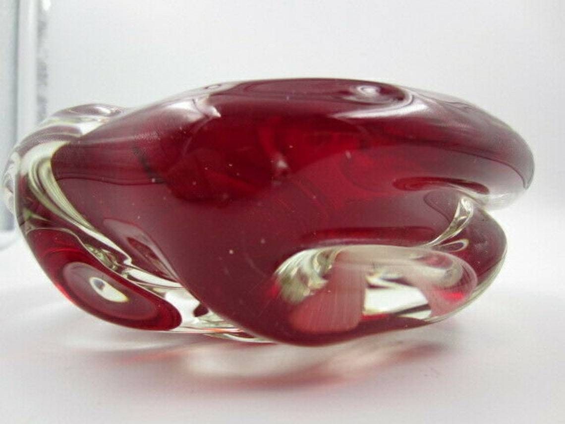 photo for sale Fiery Red Archimedes Seguso Sommerso Art Glass Jelly Mould Bowl Murano 50s