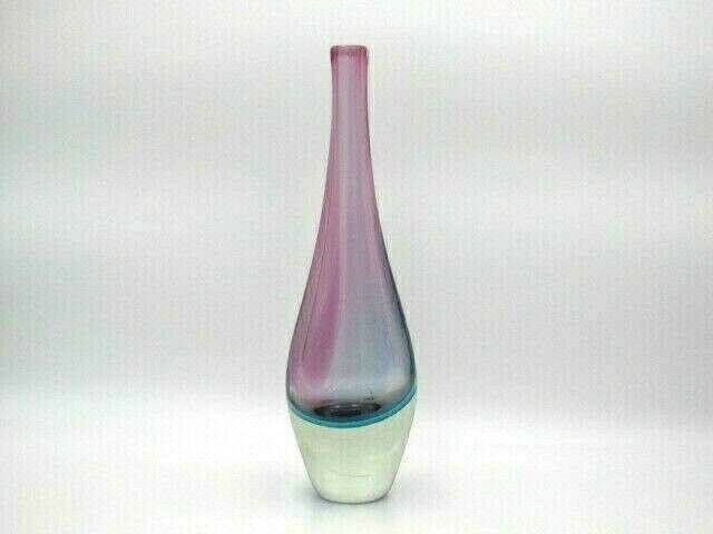 Luigi Onesto Murano Sommerso Latticino Art Glass Vase  Heavy photo vinterior