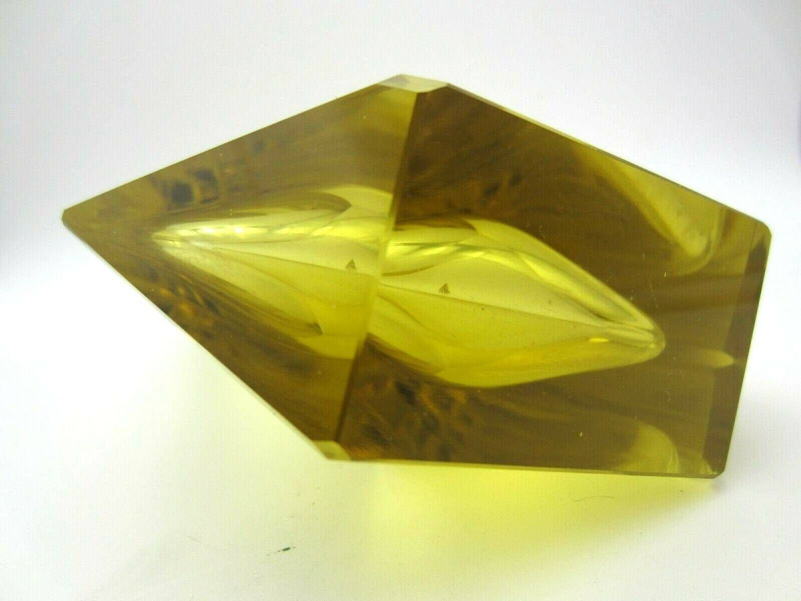 Geometric Shaped Art Glass Vase Czech Sculpture Cubist Faceted Vlastislav Hofman photo 358.0