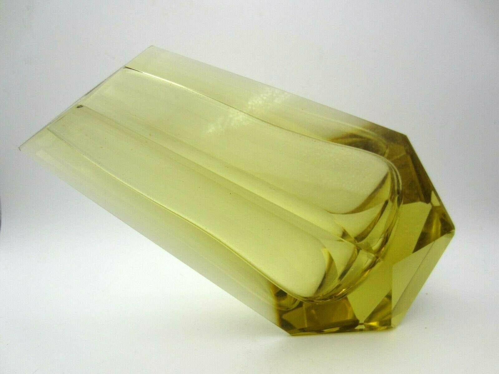 Geometric Shaped Art Glass Vase Czech Sculpture Cubist Faceted Vlastislav Hofman photo buy