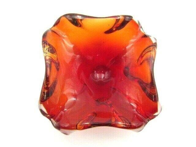 Bright Red Murano Sommerso Quality Italian Art Glass Bowl Candy Dish photo for sale