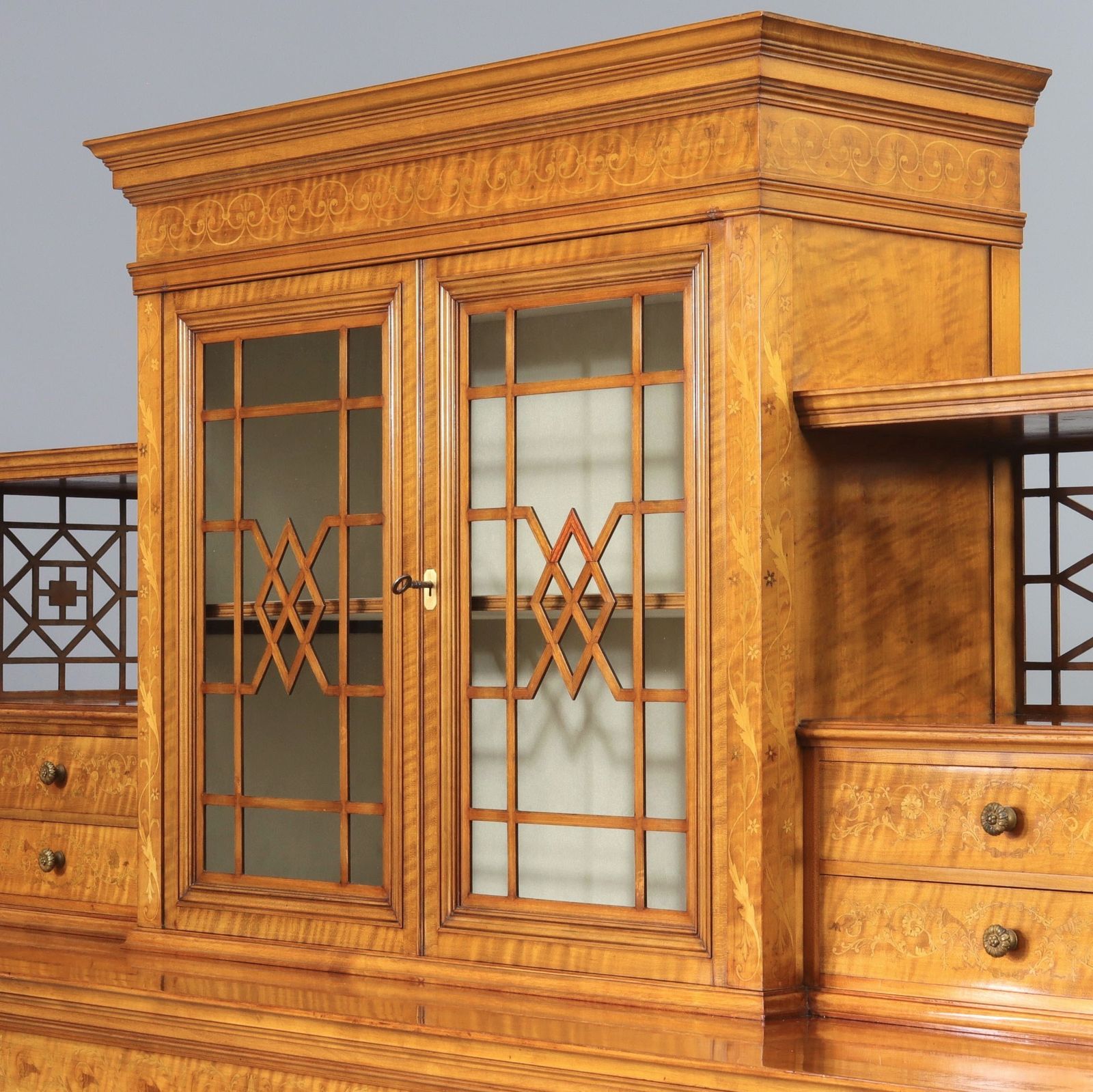 Fine Satinwood And Marquetry Display / Side Cabinet By Gillows Of London C1902 photo furniture