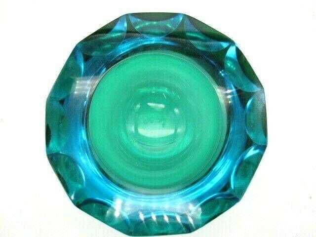 photo for sale Caviar Bowl Huge Alessandro Mandruzzato Murano Faceted Green And Blue Sommerso Art Glass