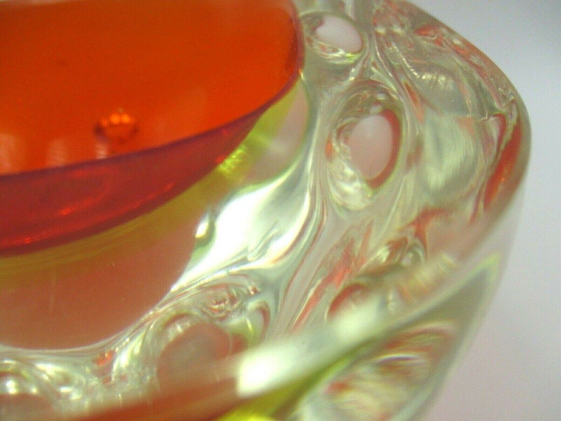 Red Yellow Green Murano Sommerso Dimpled Geode Glass Bowl Galliano Ferro Glows photo furniture