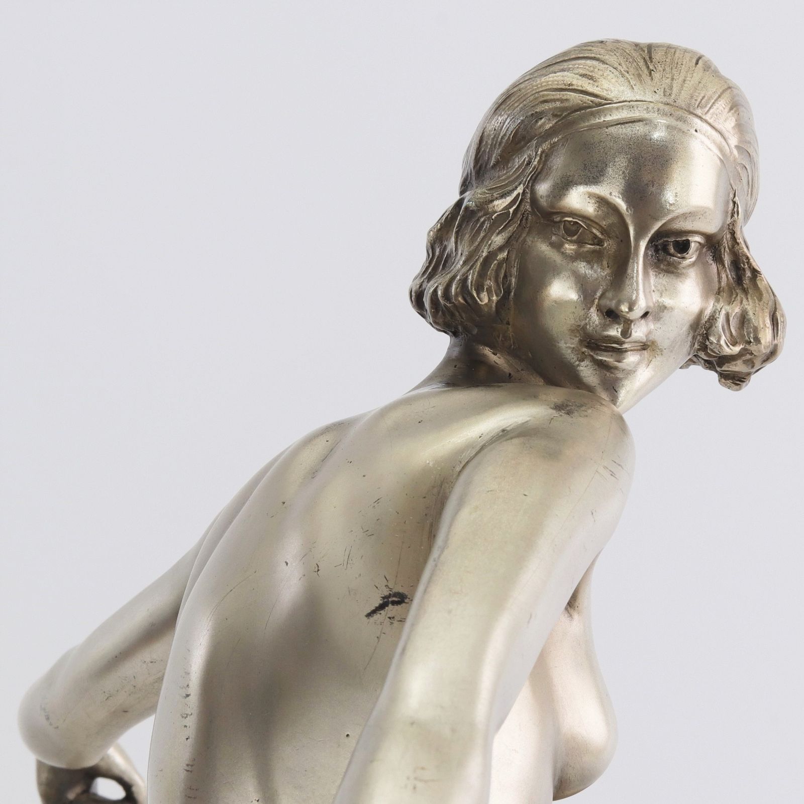 5425.0 Pierre Laurel Art Deco Silvered Bronze Figure "Tambourine Dancer" C1925 photo