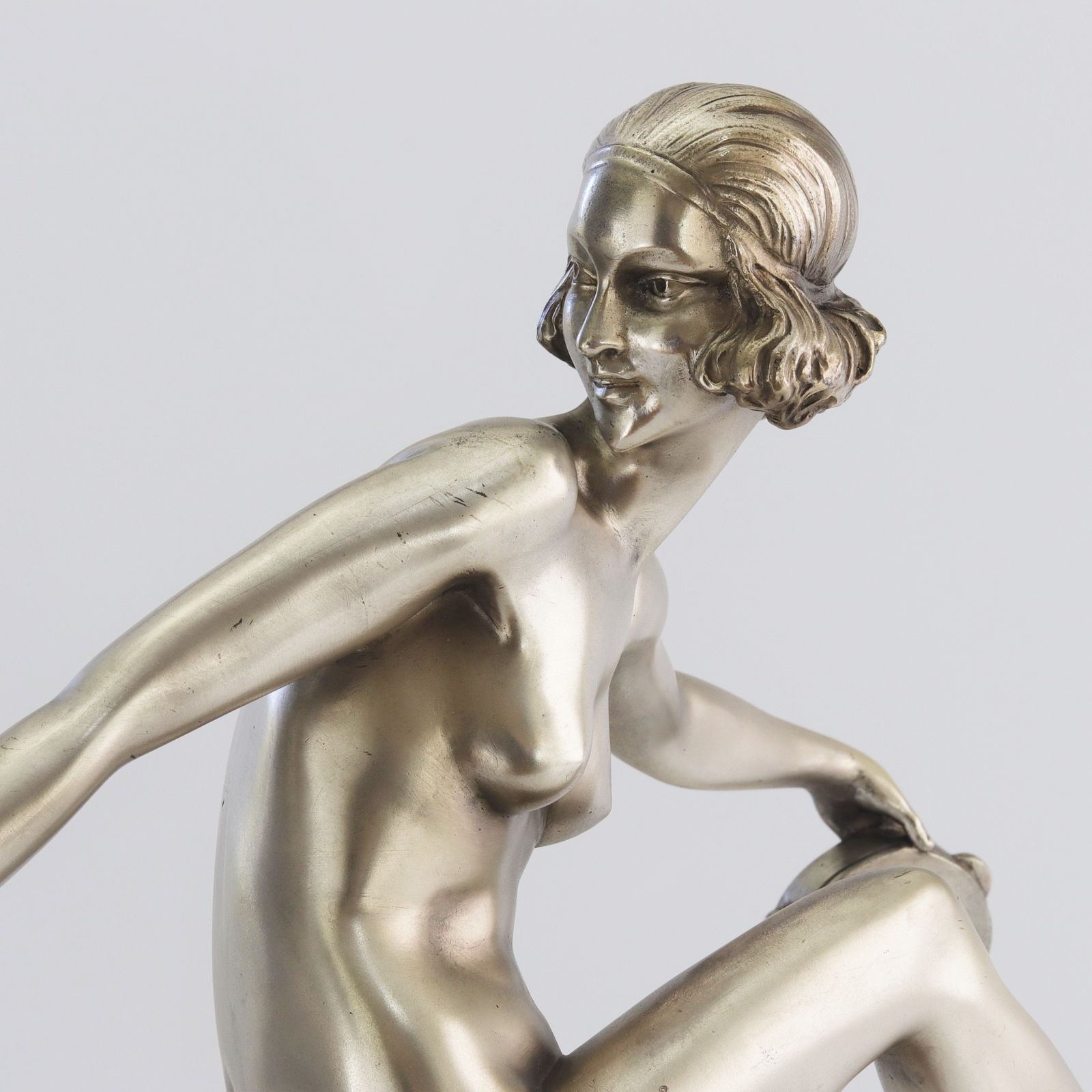 photo vinterior Pierre Laurel Art Deco Silvered Bronze Figure "Tambourine Dancer" C1925