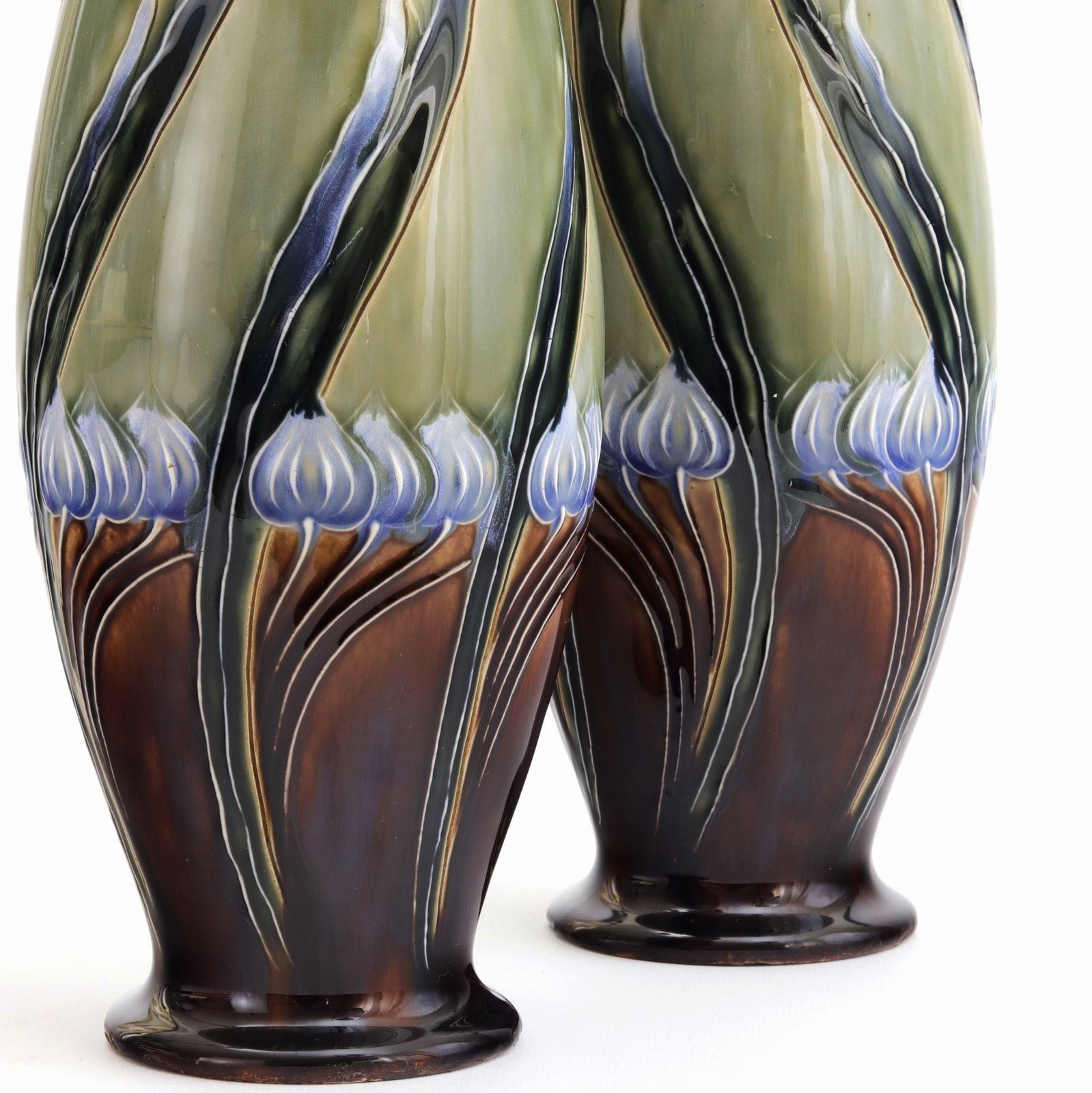 Tall Mirrored Pair Of Royal Doulton Secessionist Vases By Eliza Simmance C1903 photo furniture