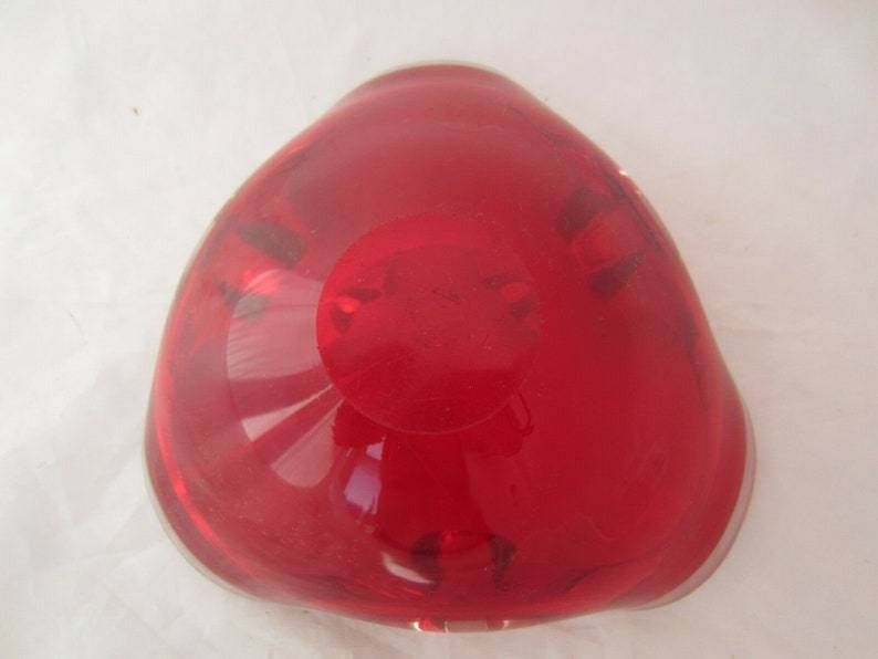 Xxl Seguso Bright Red Sommerso Tricorn Art Glass Bowl 1.4kg photo buy