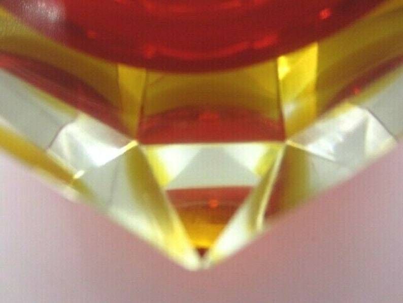 Xxl Murano Sommerso Red Amber Poli Seguso Era Large Facet Cut Art Glass Bowl photo buy