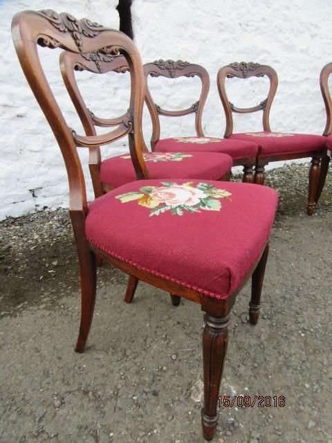Set Six Carved Rosewood Balloon Back Dining Chairs photo furniture
