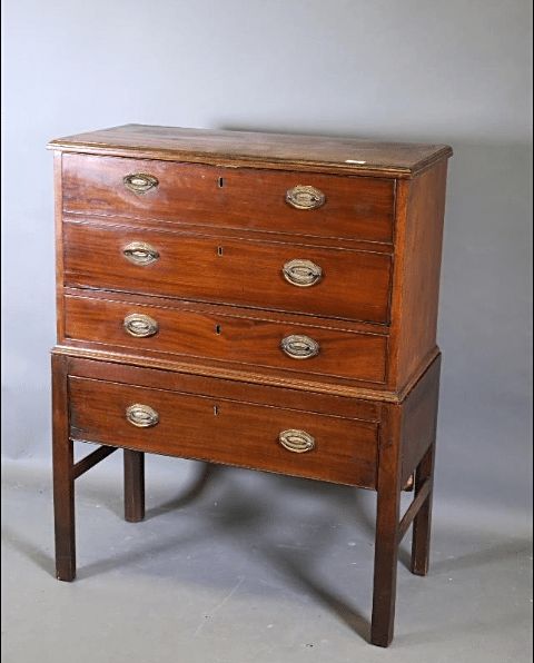 Georgian Secretaire Chest On Stand Of Small Proportions