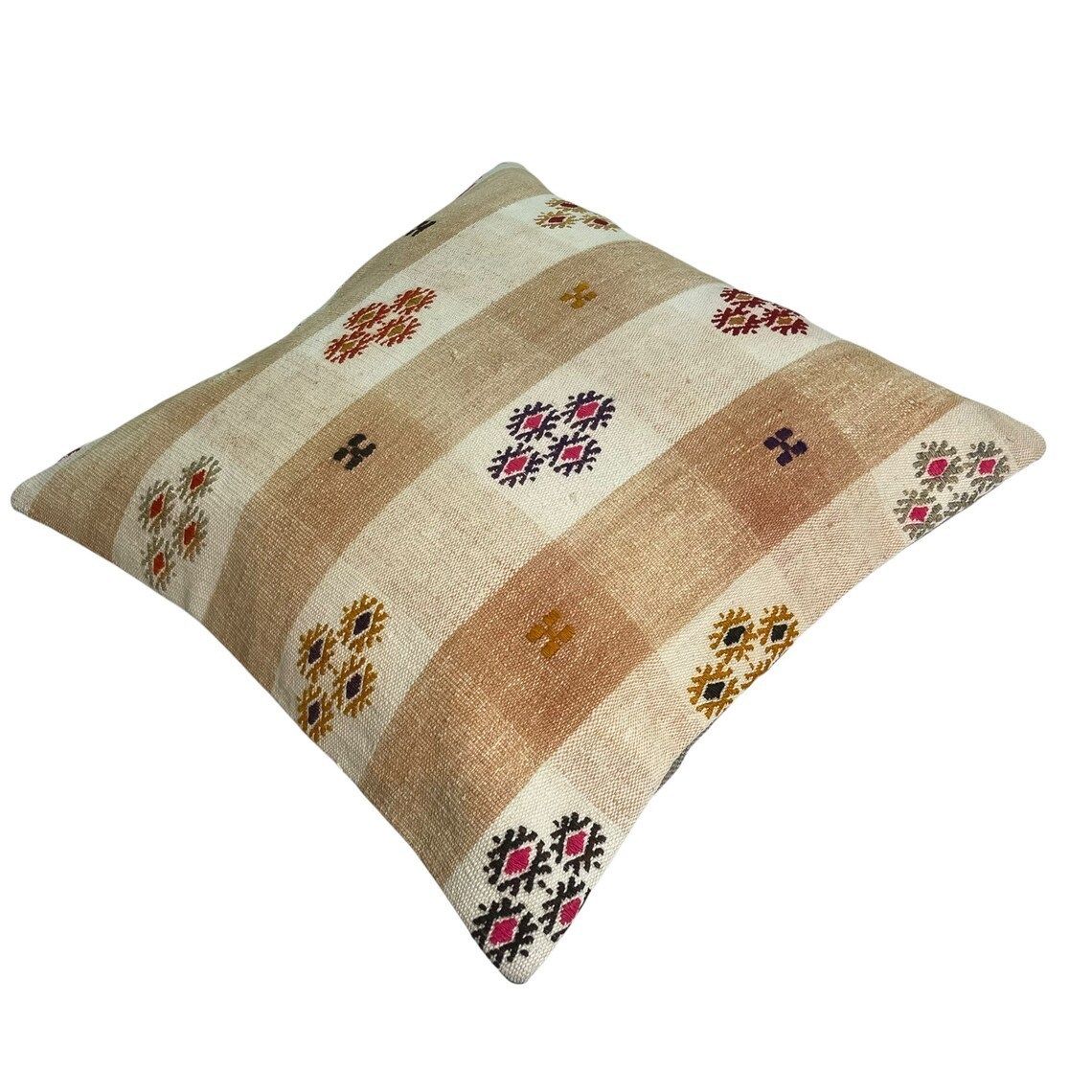 Tapis Kelim Kilim Pillow Cover ,Vintage Meditation Bench Kelim Teppich Boho Kilim photo vintage