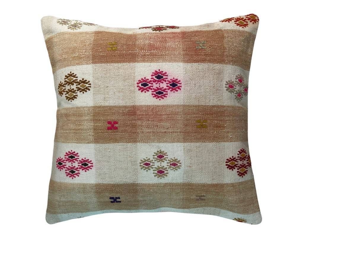 Tapis Kelim Kilim Pillow Cover ,Vintage Meditation Bench Kelim Teppich Boho Kilim photo vintage