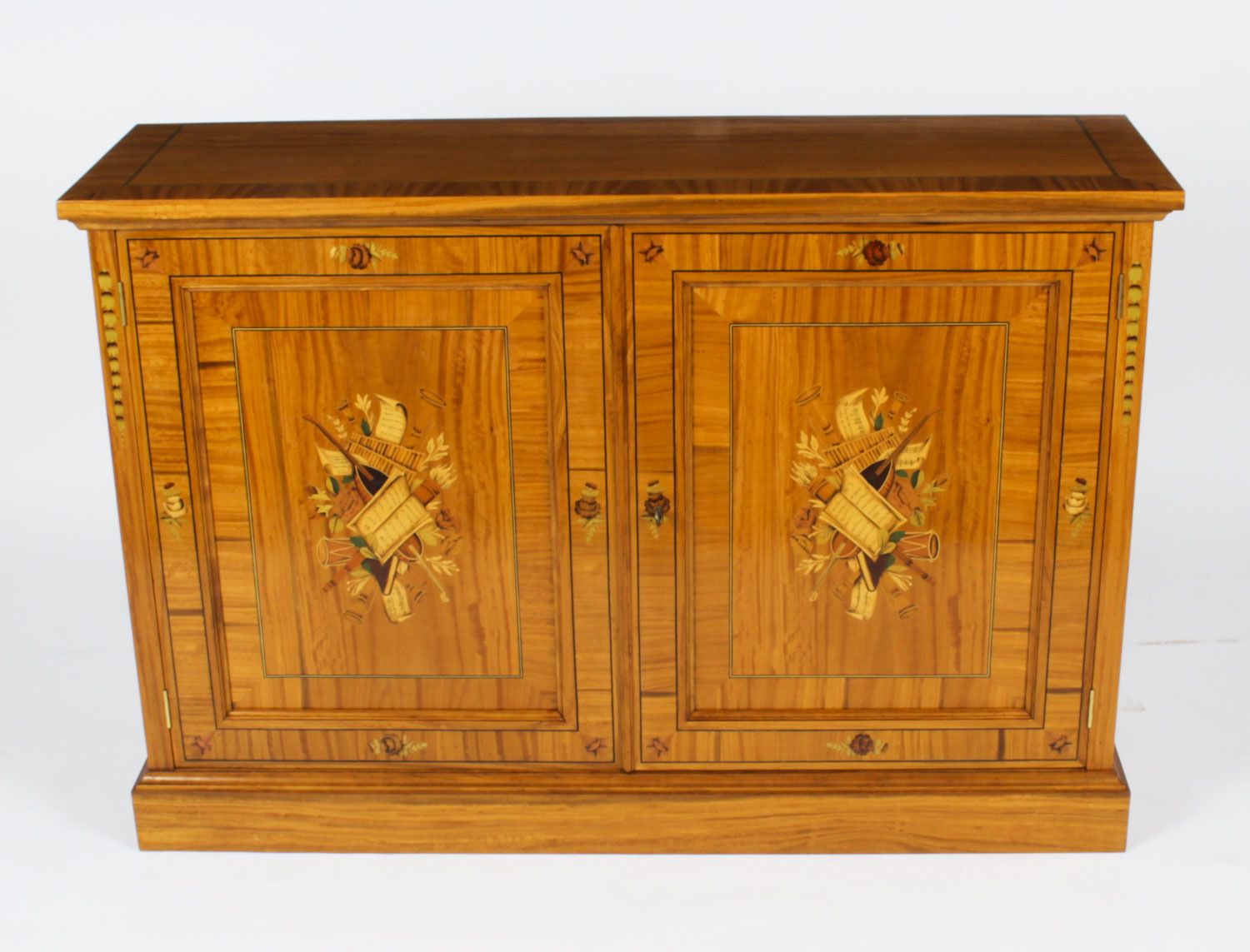 Bespoke Satinwood & Marquetry Inlaid Pier Side Cabinet photo furniture
