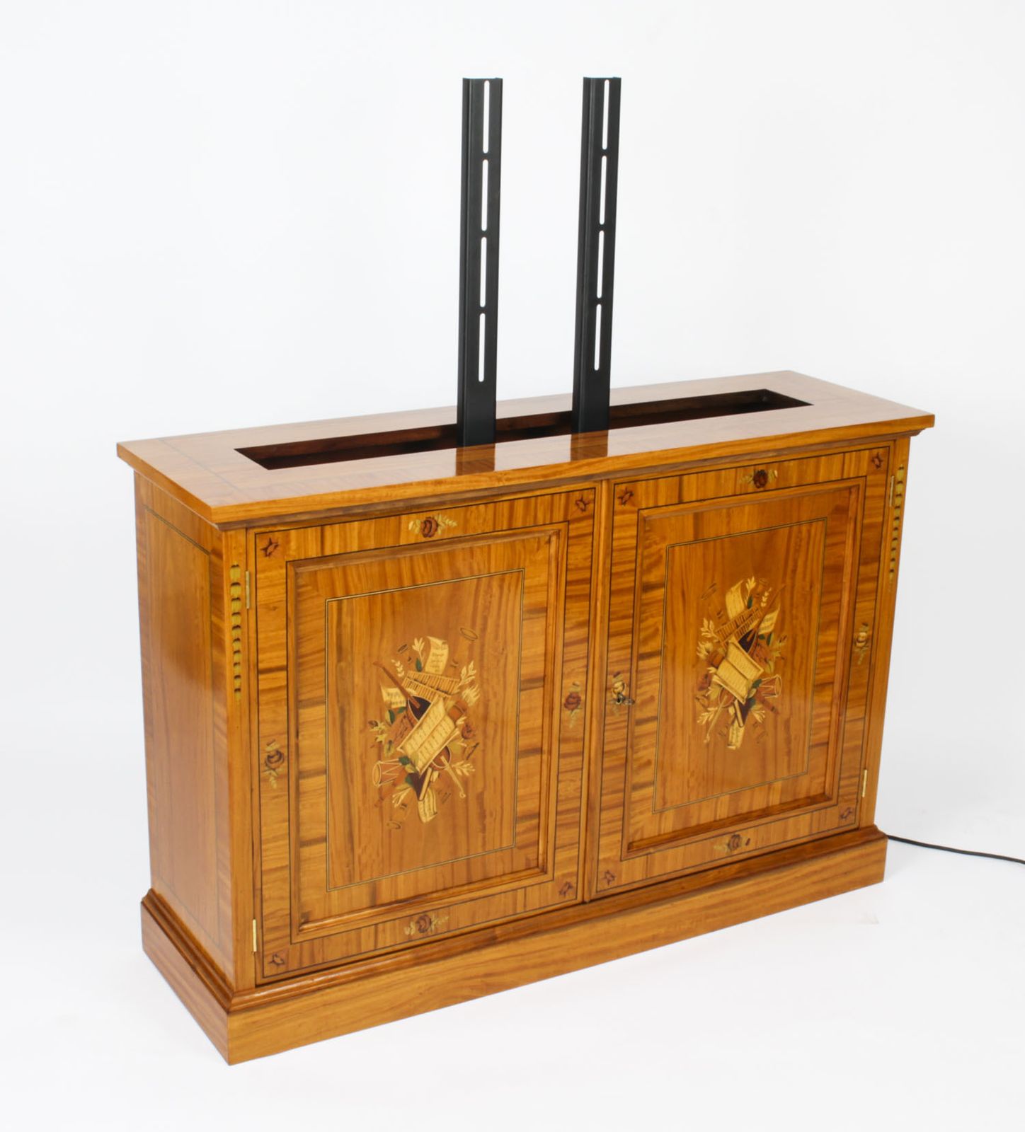 Bespoke Inlaid Satinwood & Marquetry Flat Screen Tv Lift Cabinet photo 6500.0