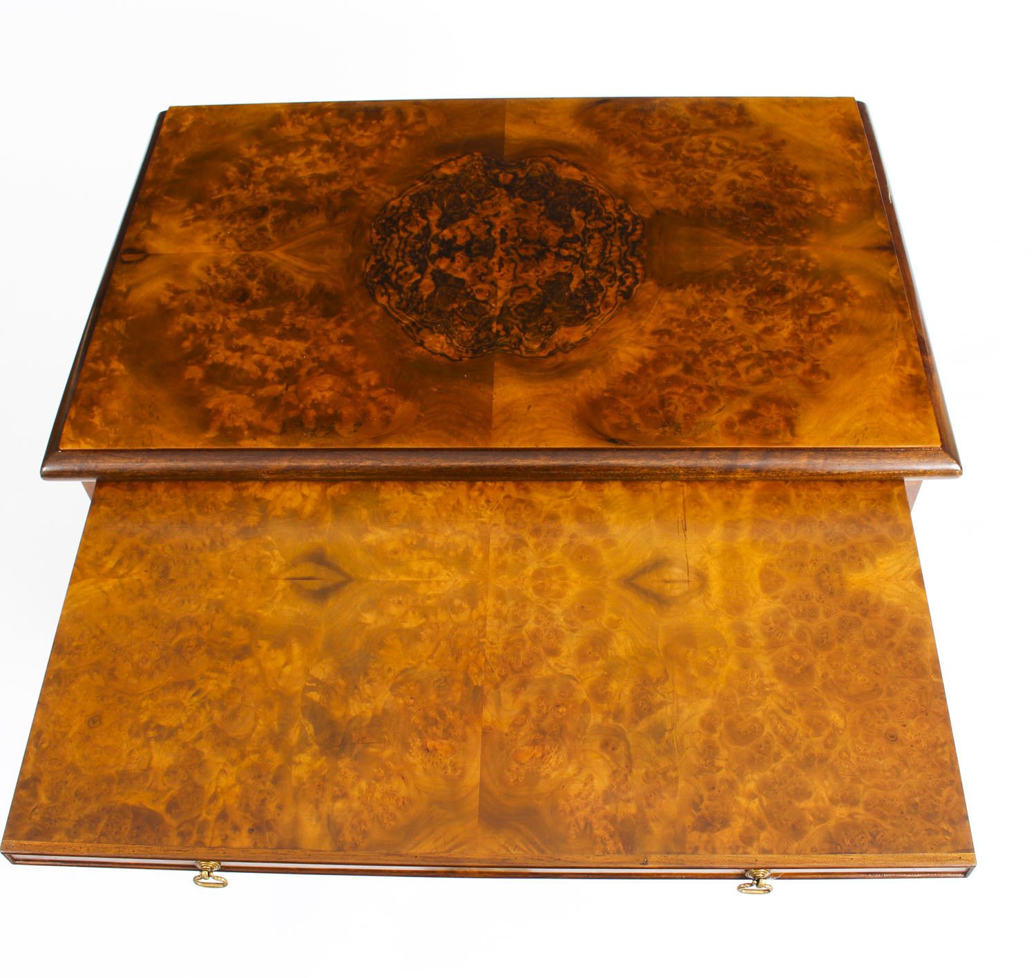 Superb Bespoke Pair Of Burr  Walnut Bedside Chests Cabinets With Slides photo buy