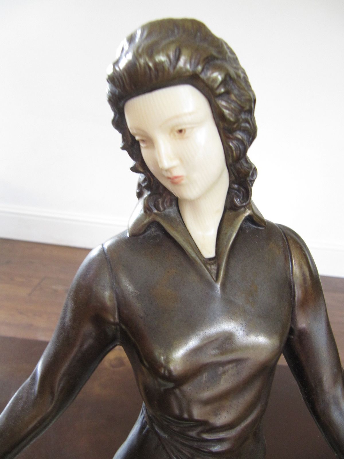 Art Deco Genuine Antique Figurine & Dogs Limousin Large Magnificent 65cm Wide photo for sale