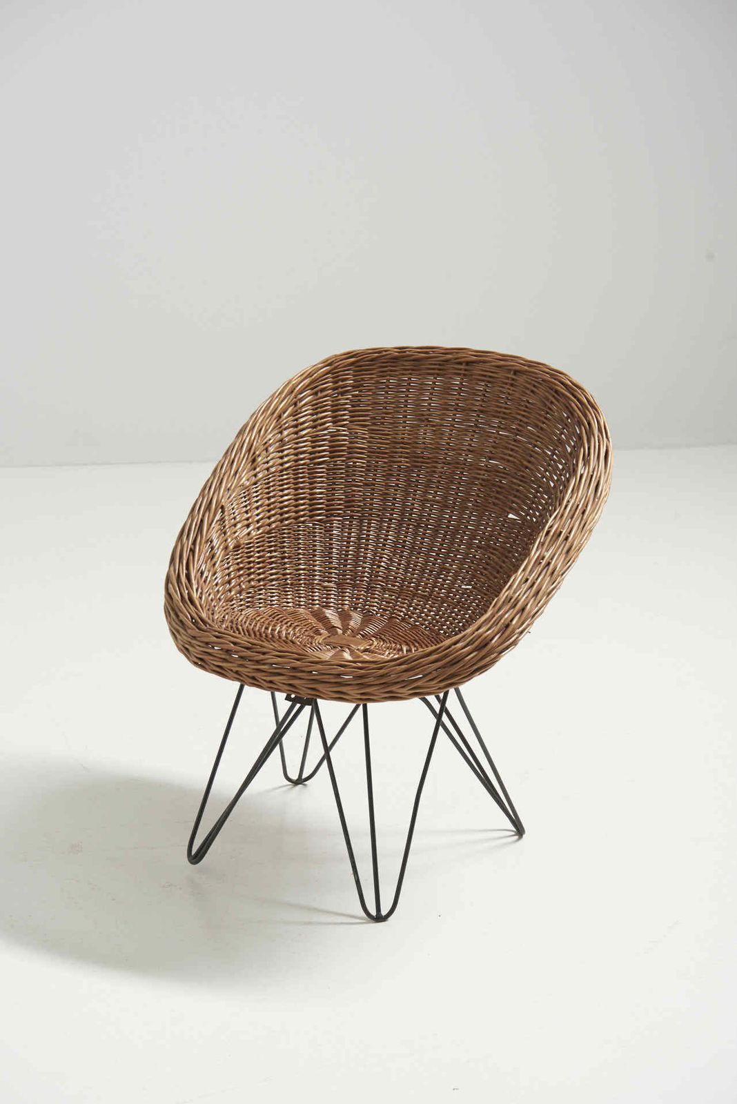 A Rattan Children Chair With Hairpin Legs, Netherlands   1950's