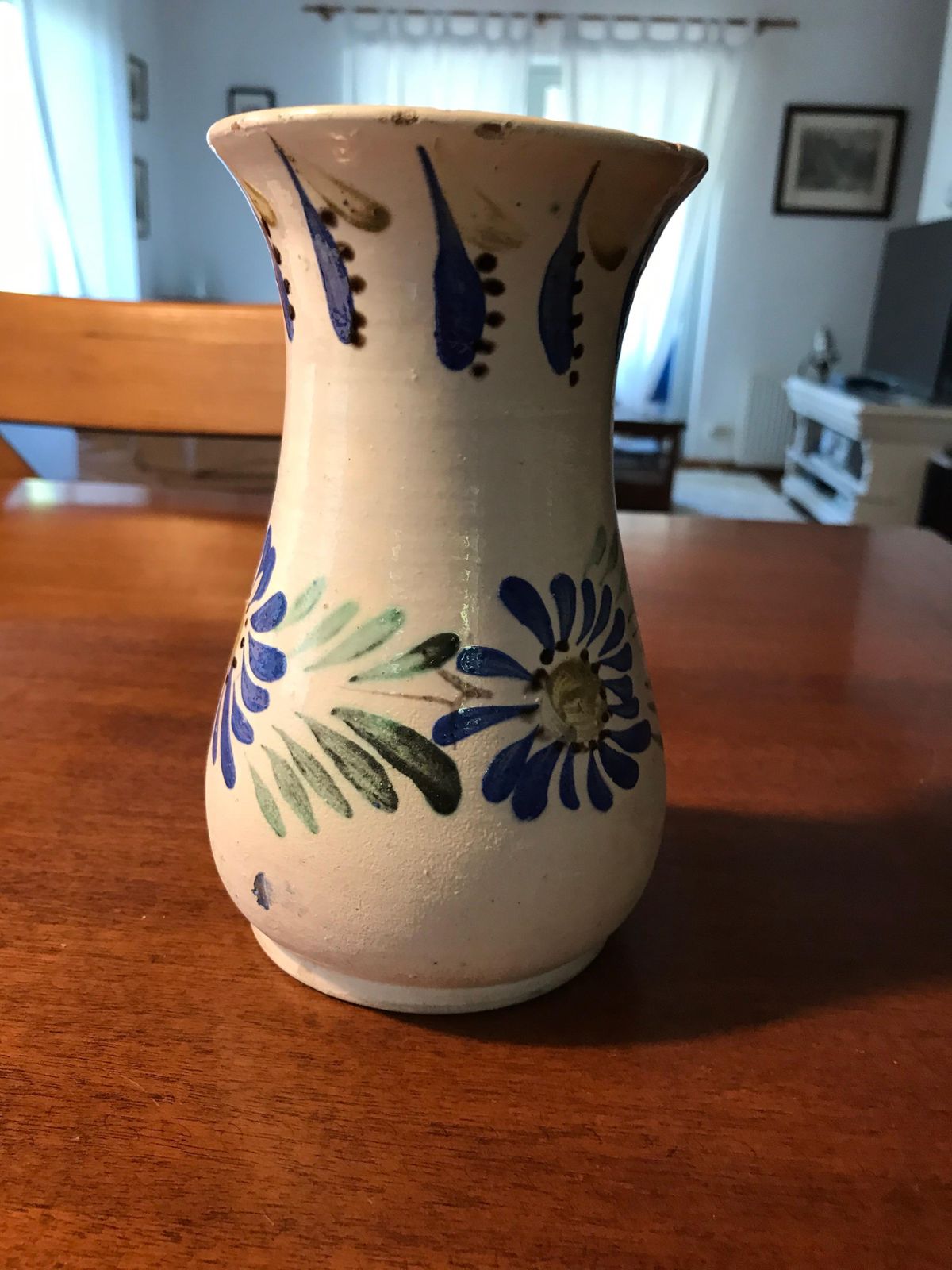 Folk Vase Ceramic Pottery Vase With Wear Marks, Marked 'Tata Lénárd' photo furniture