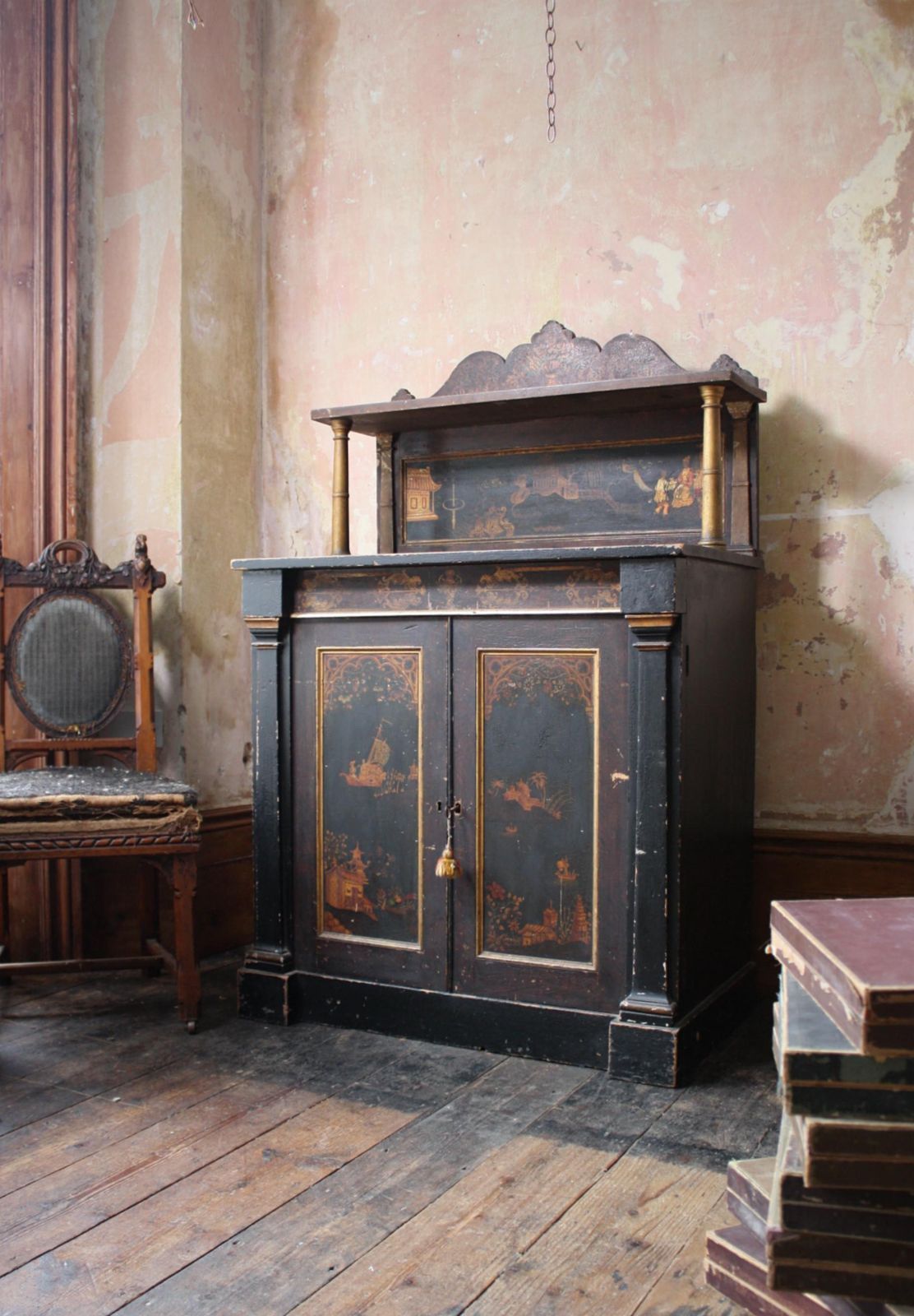 Regency 19th C Chinoiserie Country House Chiffonier Buffet Sideboard Cabinet photo furniture