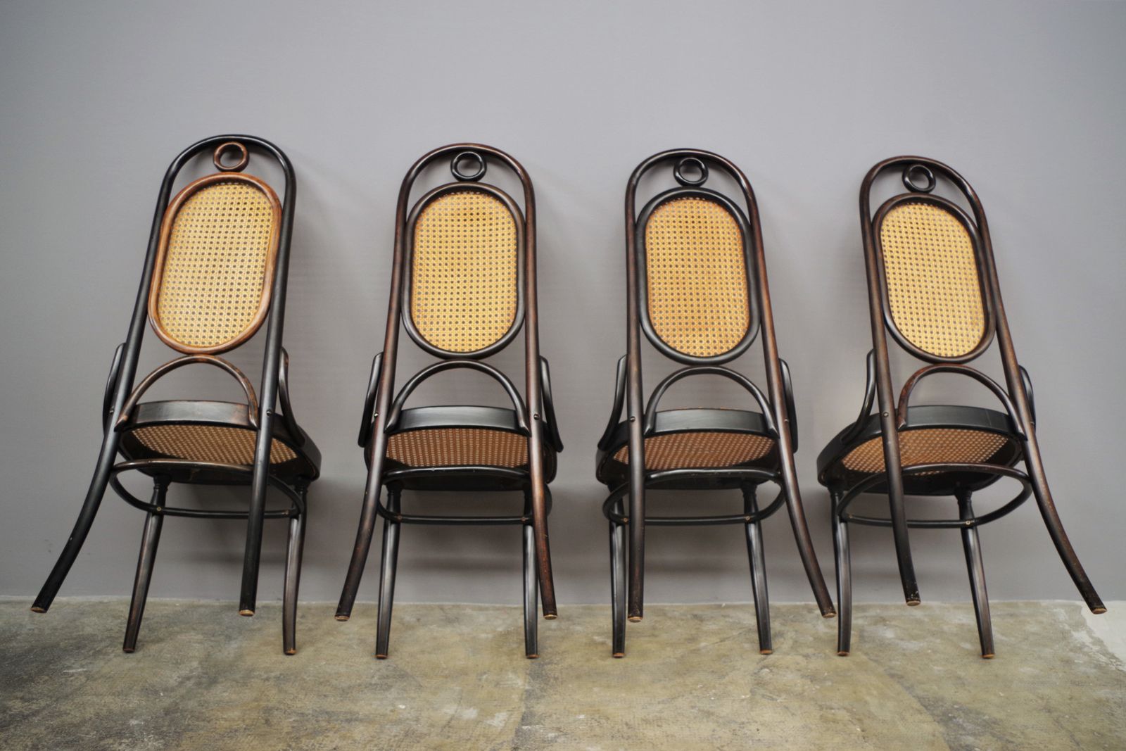 Furniture Thonet Style Chairs In Bent Beech Wood And Vienna Straw Seat From The 80s photo