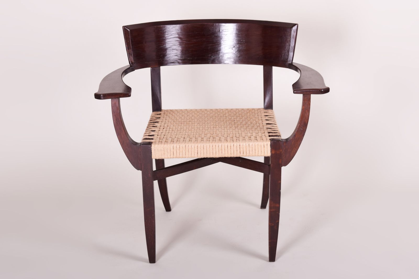Art Deco Armchair Made In The 1930s In Czechia. Restored Oak. Oskar Poříska